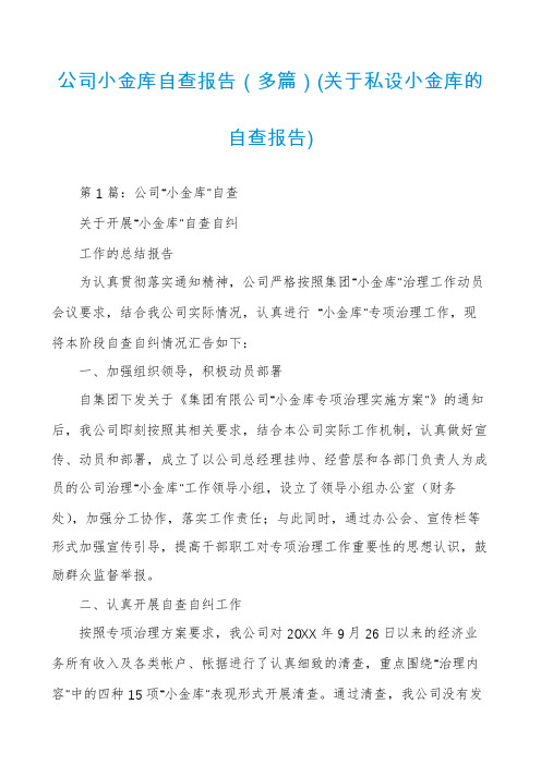 公司小金库自查报告(多篇)(关于私设小金库的自查报告)