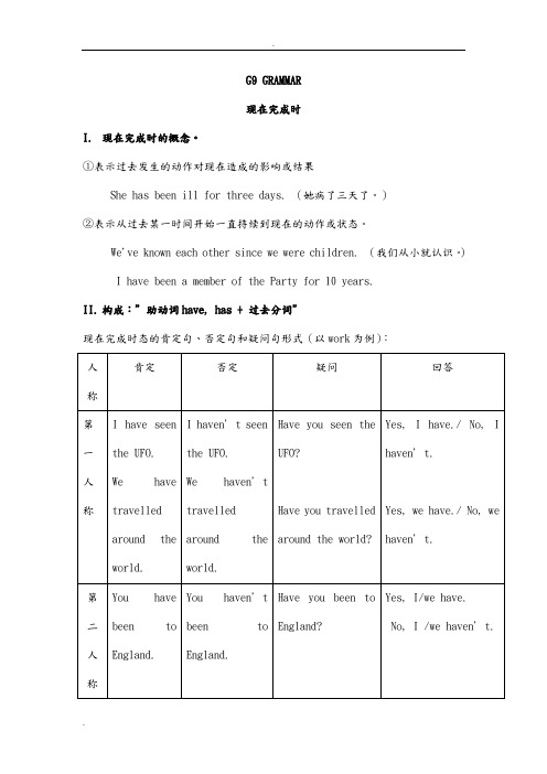 牛津上海版英语九年级上册全书语法知识汇总