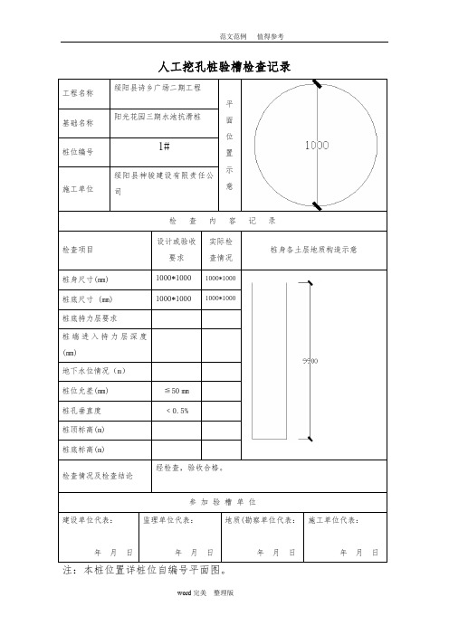 人工挖孔桩记录文本表格([全套])