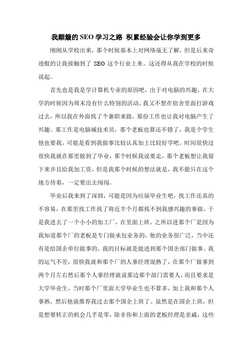 我颠簸的SEO学习之路 积累经验会让你学到更多