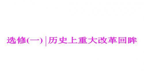 高考专题二轮复习历史通用版课件第四部分 选考模块 选修(一) 历史上重大改革回眸