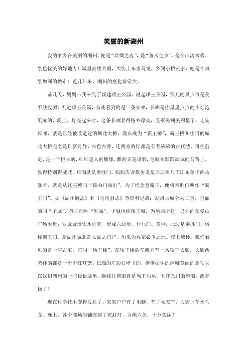 美丽的新湖州_小学四年级作文700字