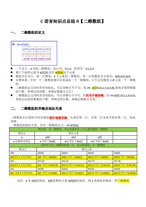 C语言知识点总结8【二维数组】