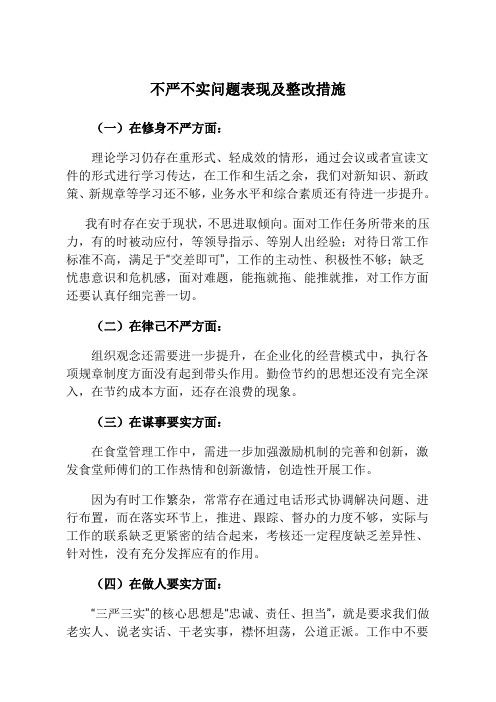 不严不实问题表现及整改措施