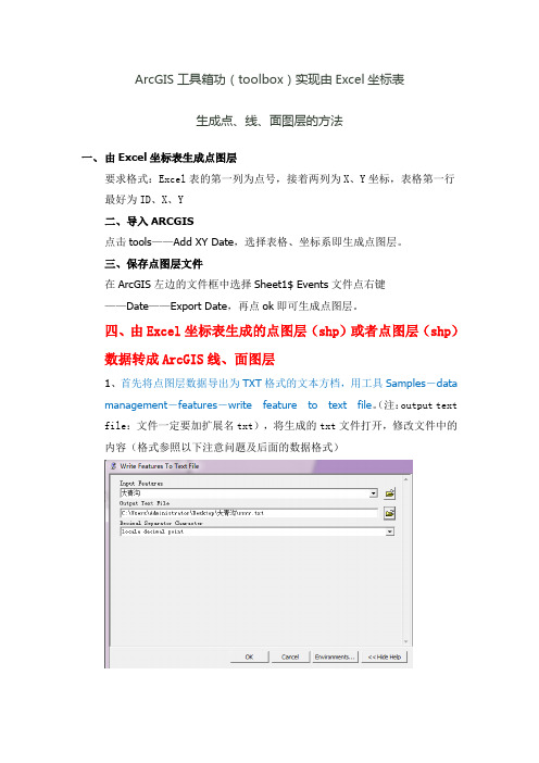 ArcGIS工具箱功能实现由Excel坐标表自动生成点、线、面图层的方法