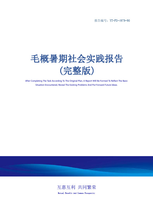 毛概暑期社会实践报告(完整版)