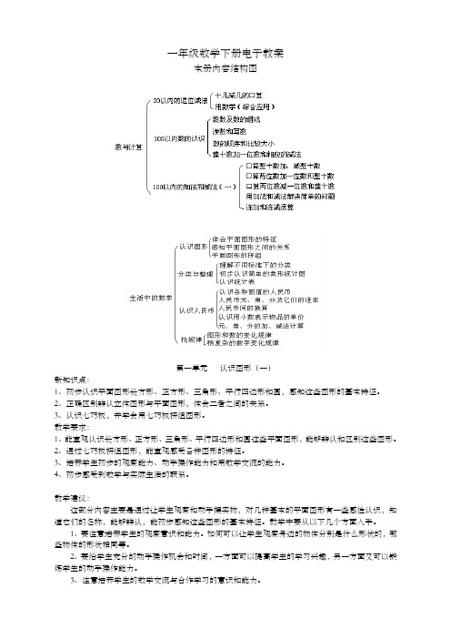 人教版一年级数学下册教案(完整版)