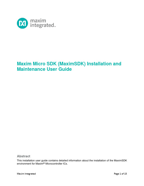 Maxim Micro SDK (MaximSDK) Installation and Mainte