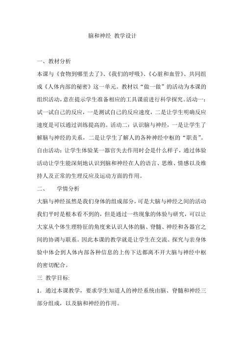 脑与神经 优质课公开课教案