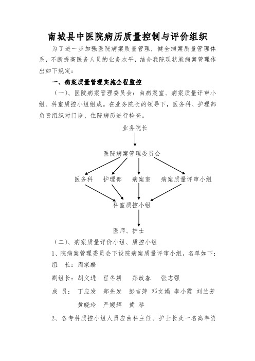 南城县中医院病历质量控制与评价组织