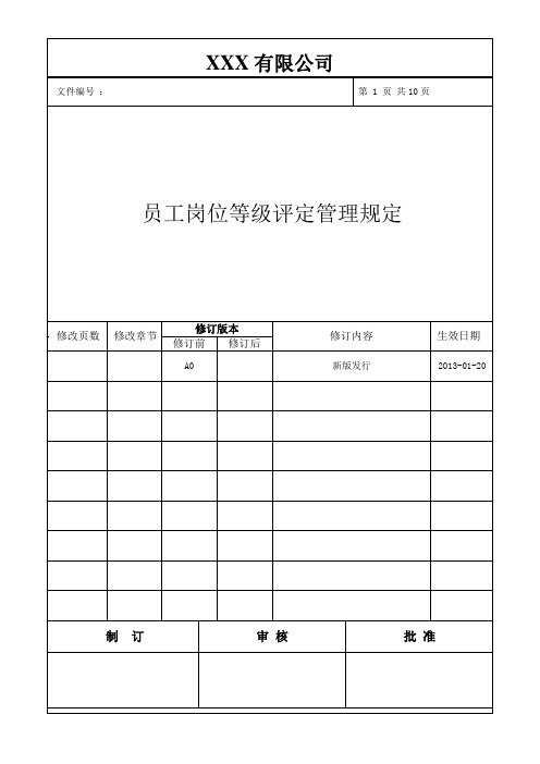 岗位等级评定管理制度