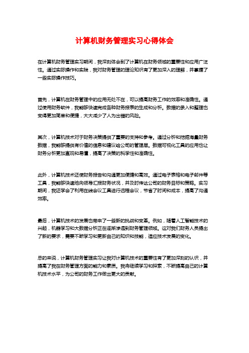 计算机财务管理实习心得体会