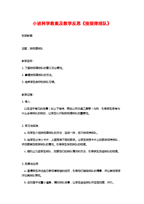 小班科学教案及教学反思《按规律排队》