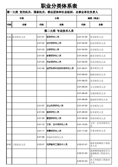 职业分类大典(2015大典+2019新职业)