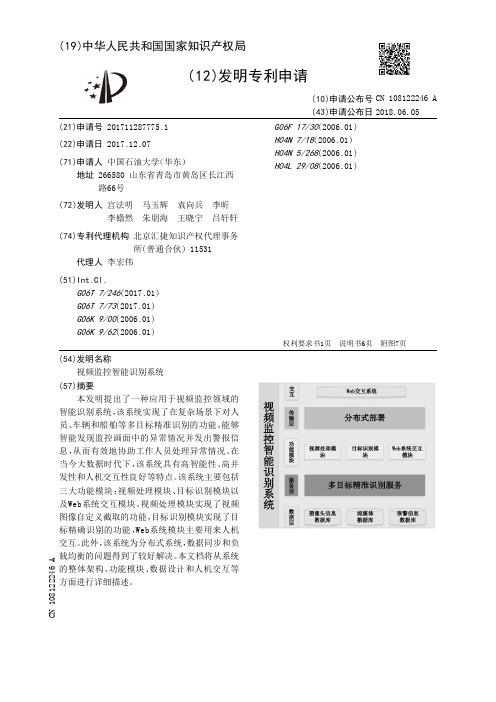 视频监控智能识别系统[发明专利]