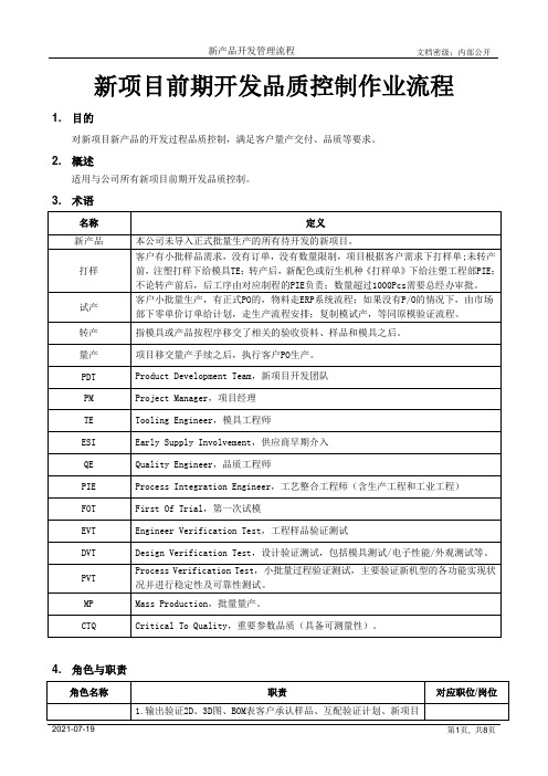 新项目品质控制作业流程[模板]