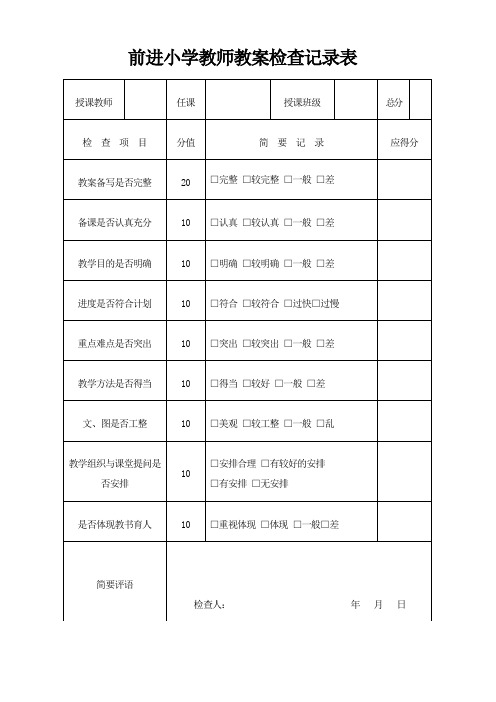 教案、作业、记录检查记录表