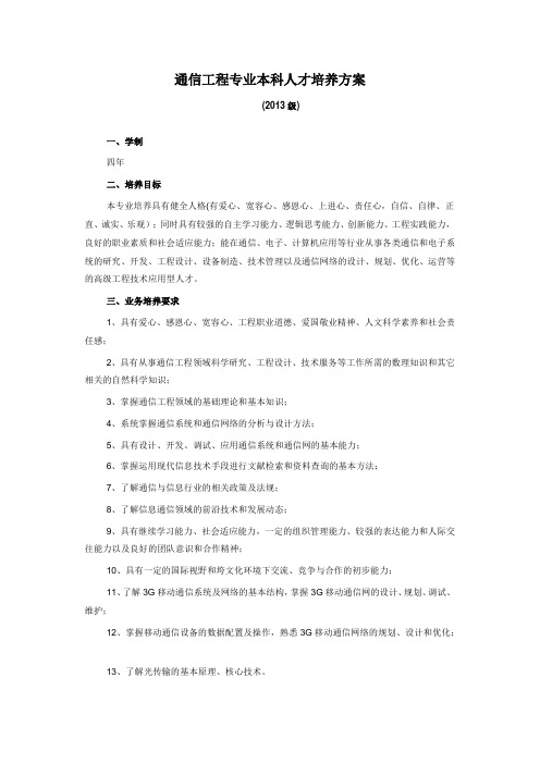 通信工程专业本科人才培养方案