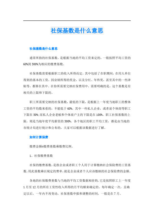 社保基数是什么意思