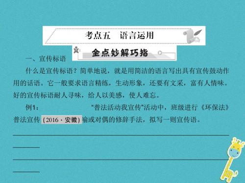 2018中考语文语言积累与运用专题四语文综合运用考点五语言运用复习优秀PPT课件