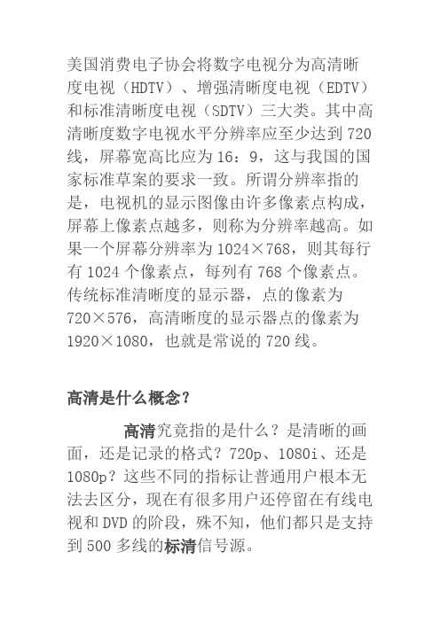 标清电视规格