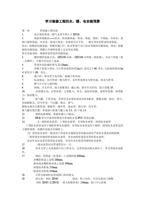 学习装修工程的水暖电安装预算