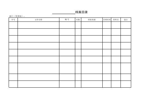 档案盒内的目录表