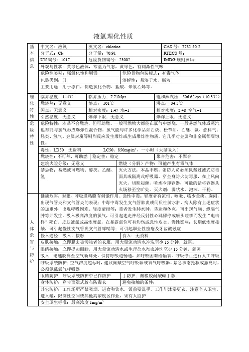 液氯理化性质