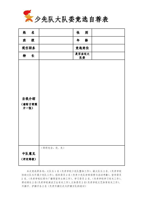 大队委竞选自荐表