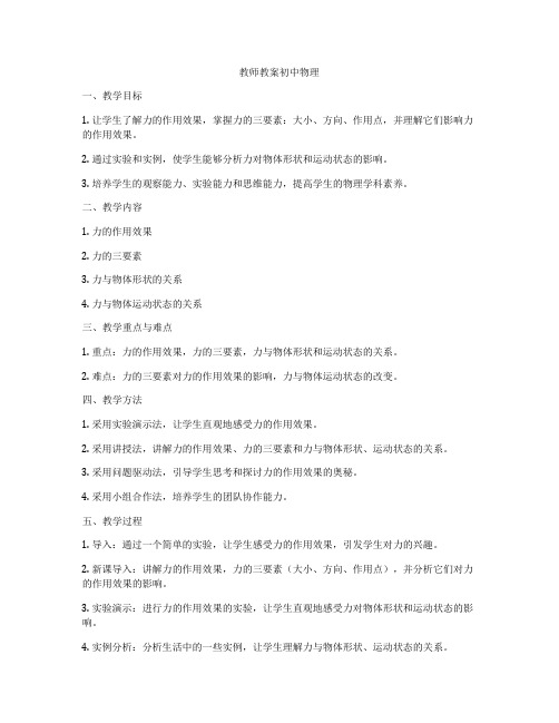 教师教案初中物理