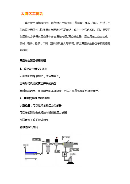 真空发生器型号和规格【大全】