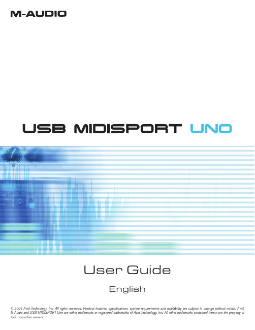 M-Audio USB MIDISPORT Uno 用户指南说明书