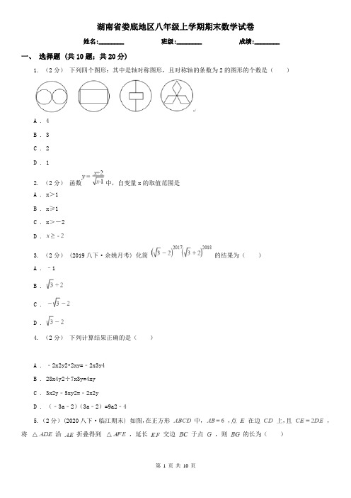 湖南省娄底地区八年级上学期期末数学试卷