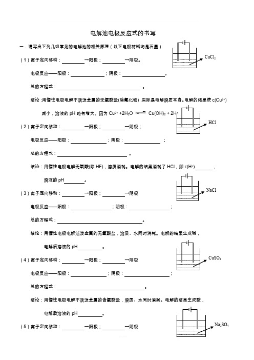 电解池电极反应式书写