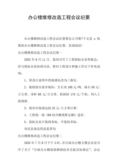 办公楼维修改造工程会议纪要