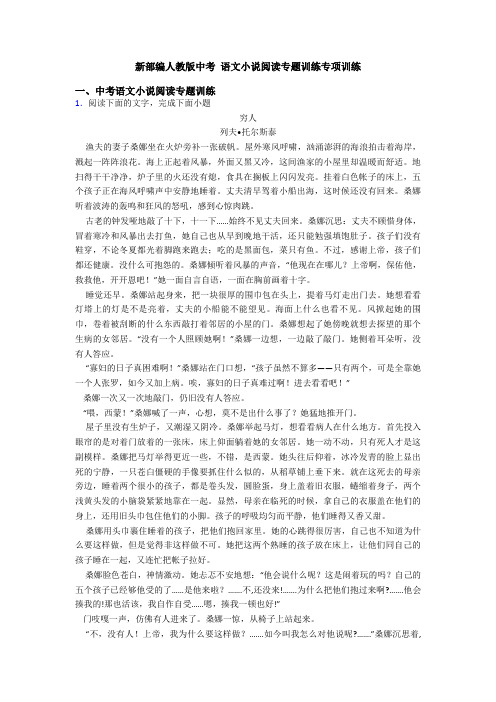 新部编人教版中考 语文小说阅读专题训练专项训练