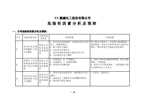 XX氯碱化工股份有限公司危险性因素分析及预控