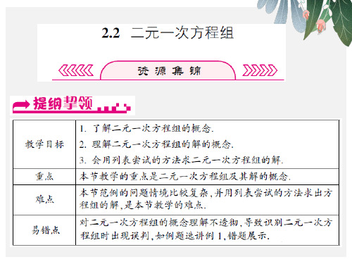 七年级数学下册第2章二元一次方程组2.2二元一次方程组课件新版浙教版【优质ppt版本】