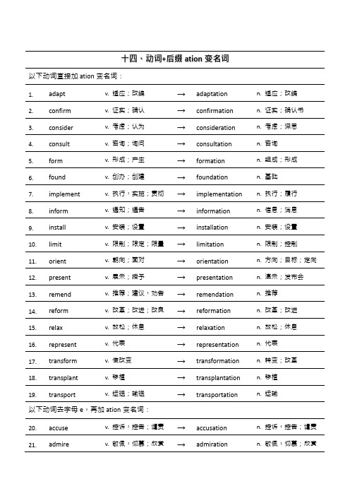 高考英语词汇词形转换之动词变名词清单(四)