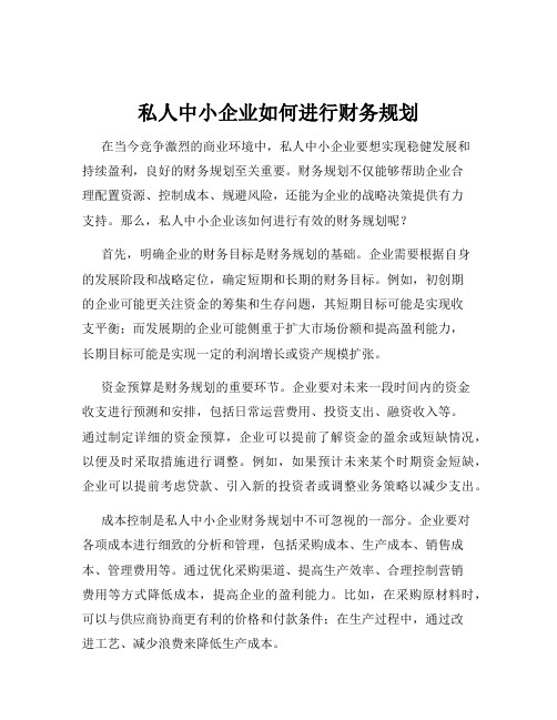 私人中小企业如何进行财务规划