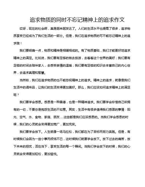 追求物质的同时不忘记精神上的追求作文