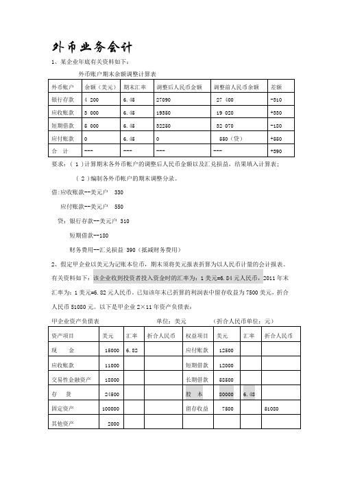 高级财务会计 重点习题   课件章节配套例题