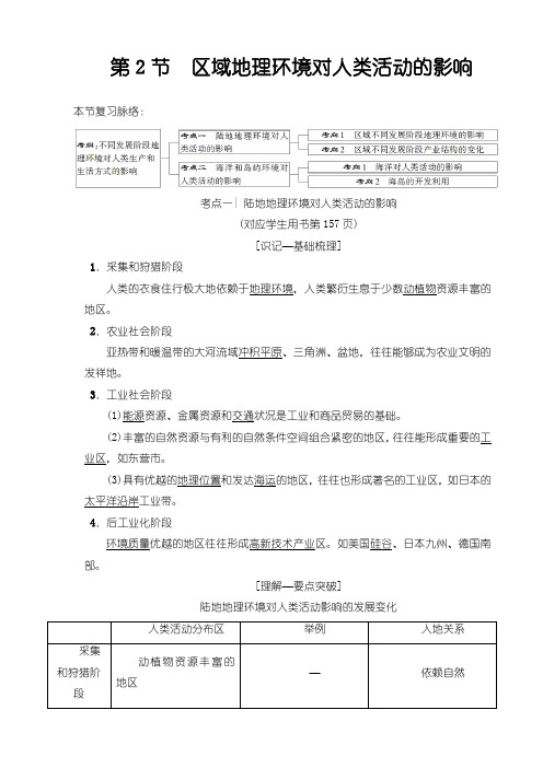 2019版高考地理一轮复习中图版文档：第9章 第2节 区域地理环境对人类活动的影响 Word版含答案