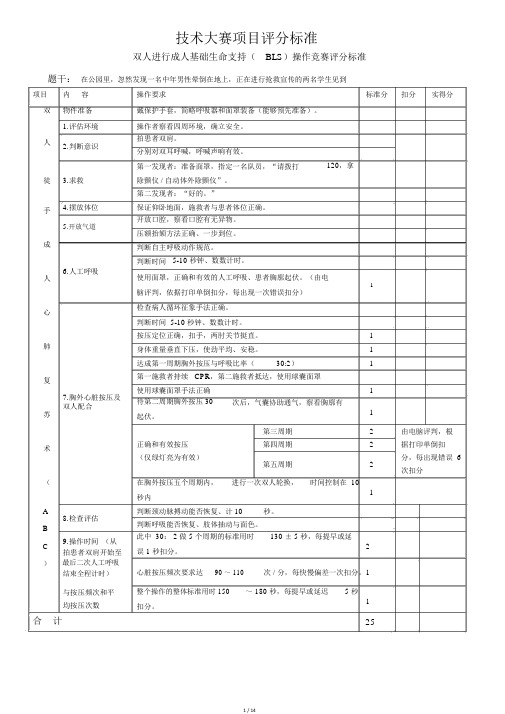 医学生临床技能大赛项目评分标准