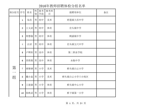 2016年教师招聘体检分组名单(网) - 副本