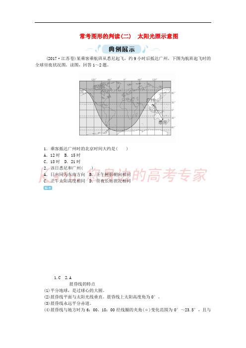 2019版高考地理一轮复习 常考图形的判读(二)太阳光照示意图 新人教版