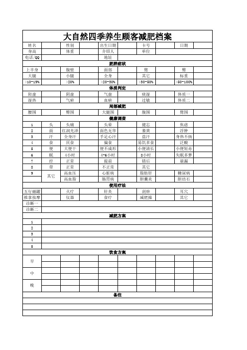 减肥档案