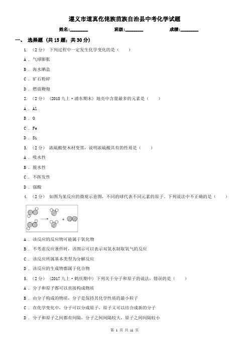 遵义市道真仡佬族苗族自治县中考化学试题