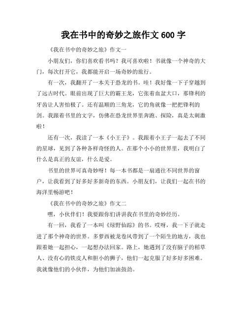 我在书中的奇妙之旅作文600字