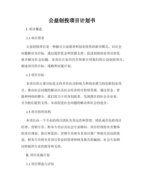 公益创投项目计划书